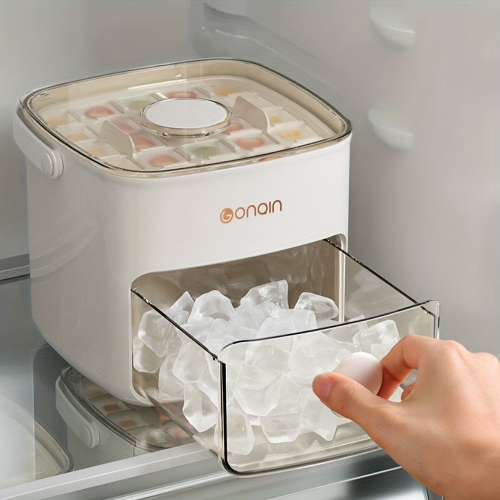 Ice Cube Tray with Lid 48 Compartment Stackable Double Layer Food Grade Plastic Ice Mold Easy Release Portable Ice Box for Beverages Coffee Tea Kitchen
