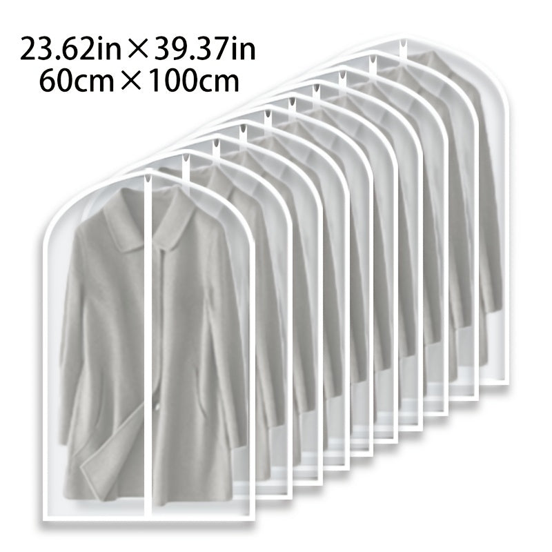 Garment Bags 10 Pack Waterproof Transparent ¨C Hanging Clothes Storage Bags with Full Zipper for Wardrobe, Travel & Closet Organization ¨C Dustproof Clear Clothing Bags in M / L / XL / XXL