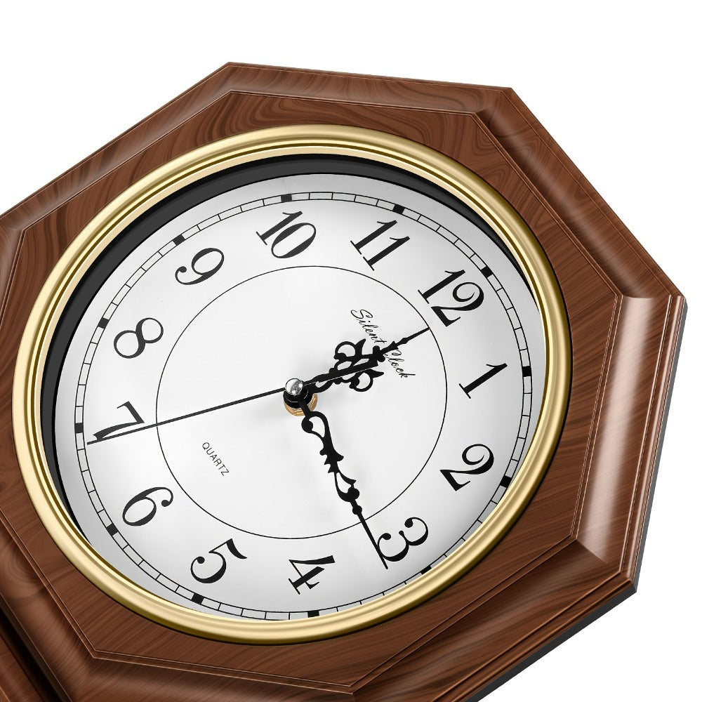 Pendulum Wall Clock with Hourly Striking Bell Sweeping Second Hand Vintage Traditional School Clock Adjustable Tuning Battery Operated Home Office Decor Mahogany Black