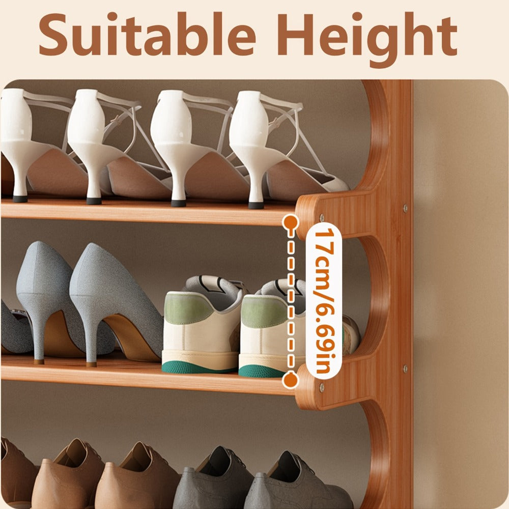 Bamboo Shoe Rack 3/5/6 Layer Freestanding Storage Organizer for Entryway, Dorm & Closet ¨C Space-Saving Multi-Tier Shoe Shelf, Easy Assembly, Brown