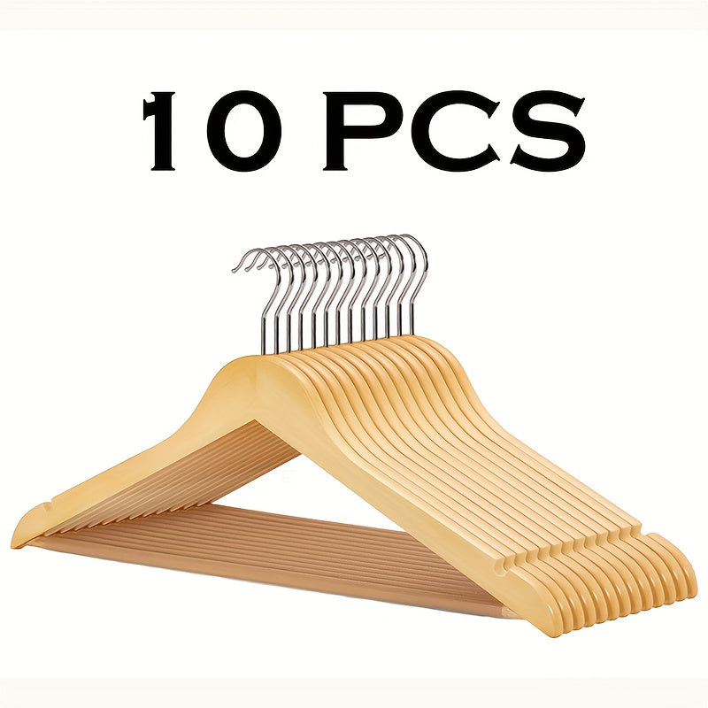 Solid Wood Clothes Hangers Heavy Duty ¨C 10/20/30 Pack Champagne Sturdy Wooden Coat Hangers for Jackets, Dresses & Heavy Coats | Space-Saving Wardrobe Hangers for Home, Office & Hotel Closet Organization