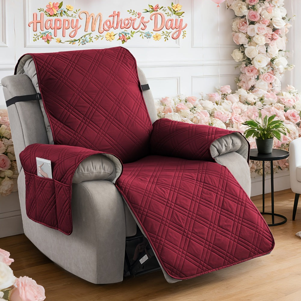 Recliner Chair Cover Waterproof Non-Slip Sofa Slipcover with Pocket Pet Scratch Resistant Washable Furniture Protector for Living Room Multiple Colors