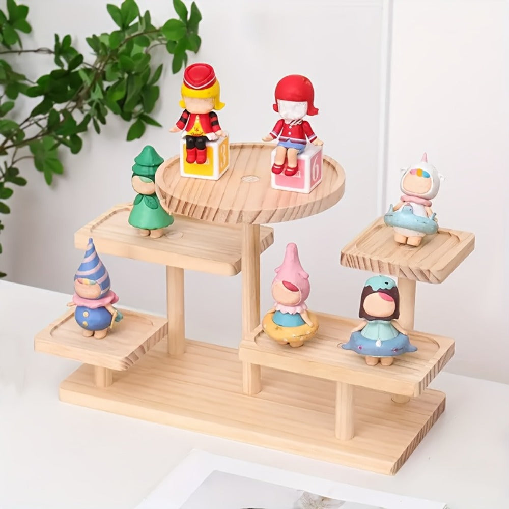 Tiered Wooden Display Stand Libra Balance Scale Style ¨C Multi-Level Storage Organizer Shelf for Jewelry Crystals Snacks Home Decor Countertop