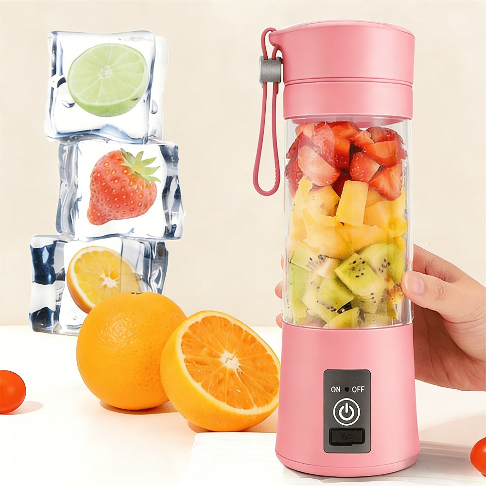 Mini Blender USB Rechargeable 380ml - 6-Blade 22000RPM High-Speed Portable Blender Cup, 304 Stainless Steel, Self-Cleaning, for Smoothies, Shakes & Protein Drinks, Home, Office & Travel, Pink Green Black