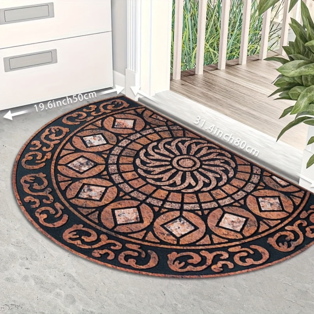Outdoor Door Mat Heavy Duty Non-Slip Welcome Mat for Front Door Entrance Patio Porch, Durable Low-Profile Rug, Multiple Colors & Sizes, Light Blue Brown Dark Blue Gray Rainbow
