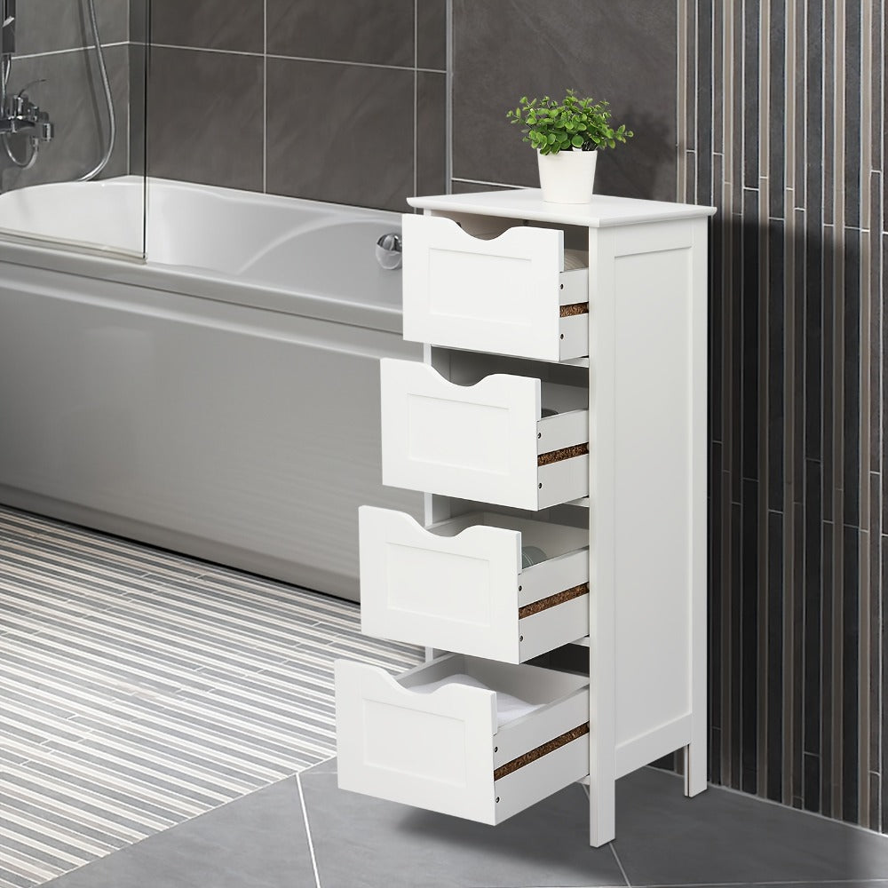Bathroom Storage Cabinet with Drawers ¨C Waterproof Freestanding Floor Cabinet with 4 Drawer Organizer for Bathroom, Bedroom, Living Room
