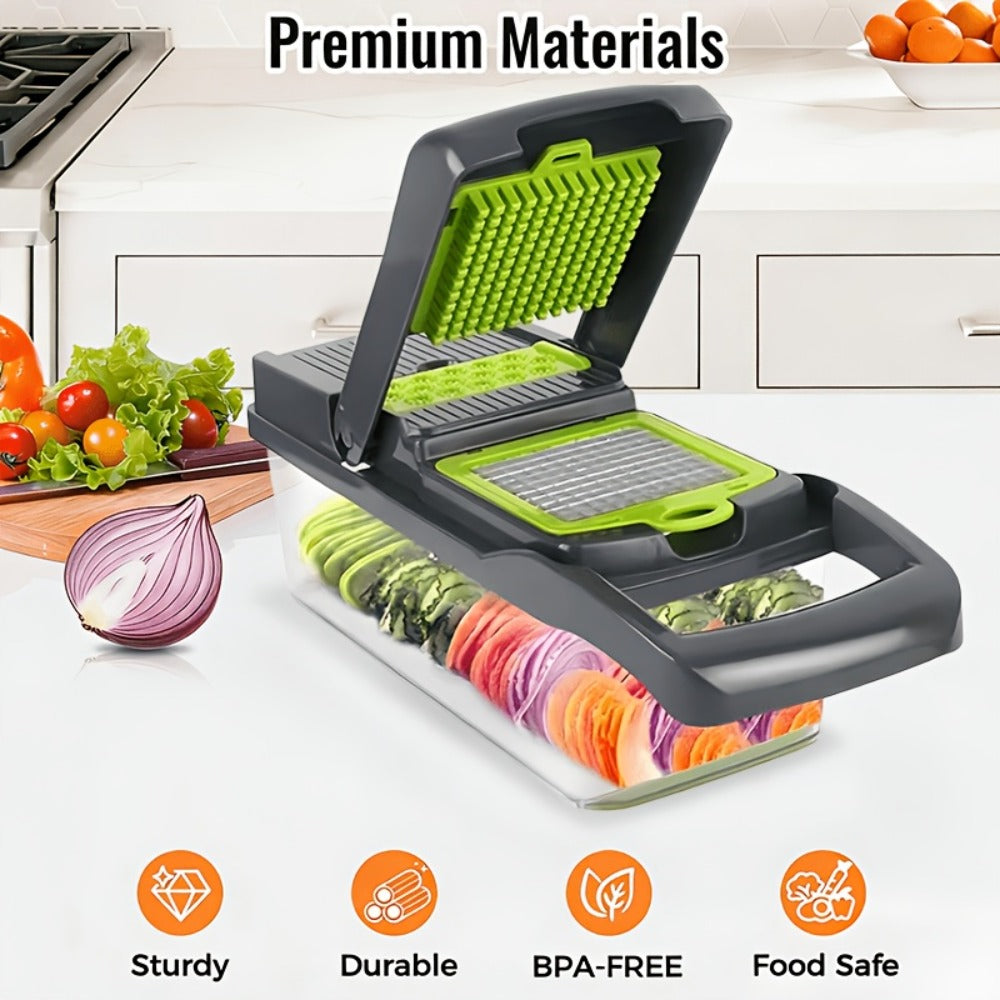 Vegetable Chopper 18-in-1 Food Chopper Slicer with 8 Stainless Steel Blades Food-Grade Mandoline Slicer for Onions Carrots Potatoes Salad Kitchen Meal Prep Tool