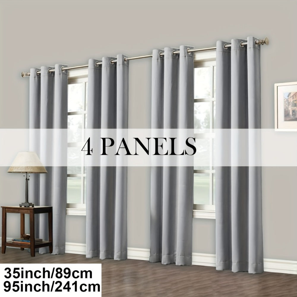Blackout Curtains Grommet Top Room Darkening Window Drapes 4 Panels Set Living Room Bedroom