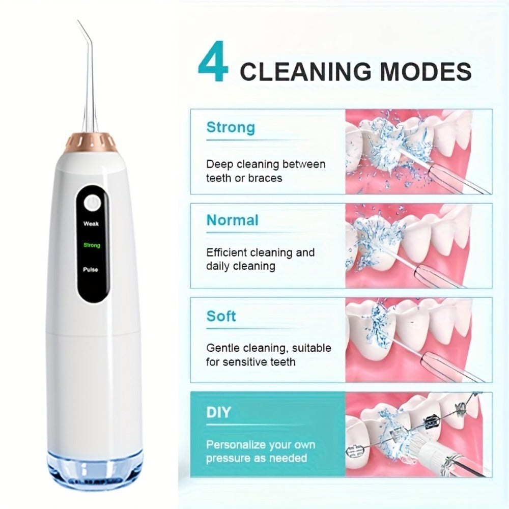 Water Flosser Oral Care Kit ¨C 3-Mode Portable Electric Dental Cleaner, USB Rechargeable, 4-Function Nozzle, Tooth Whitening Device & Electric Toothbrush Set for Travel & Home Use