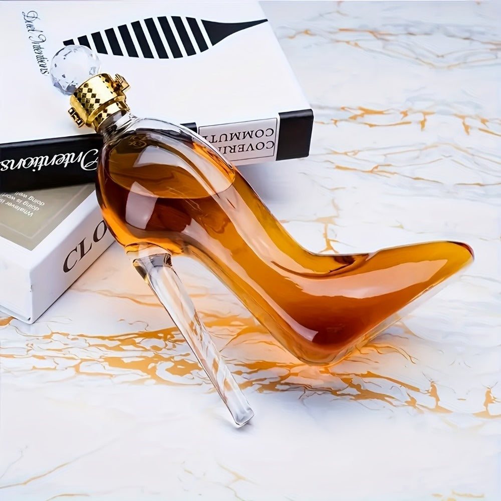 High Heel Shoe Decanter Crystal Glass with Stopper 26oz ¨C Handmade Lead-Free Transparent Wine Decanter for Kitchen Dining Decor, Valentine's Day & Holiday Gift