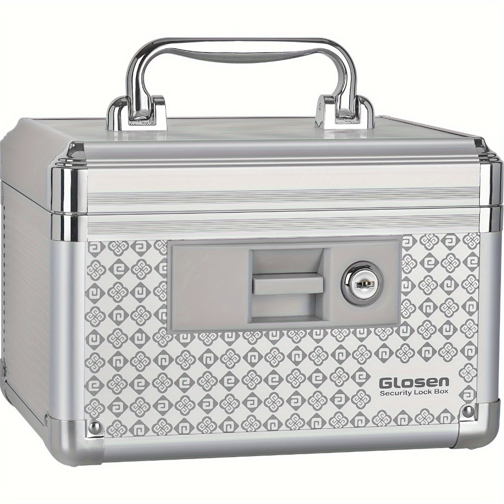 Locking Medicine Storage Box Aluminum Alloy with Key Lock & Handle ¨C High-Capacity Family Medicine Organizer, First Aid Lockbox for Home, Travel & Office, Small & Medium
