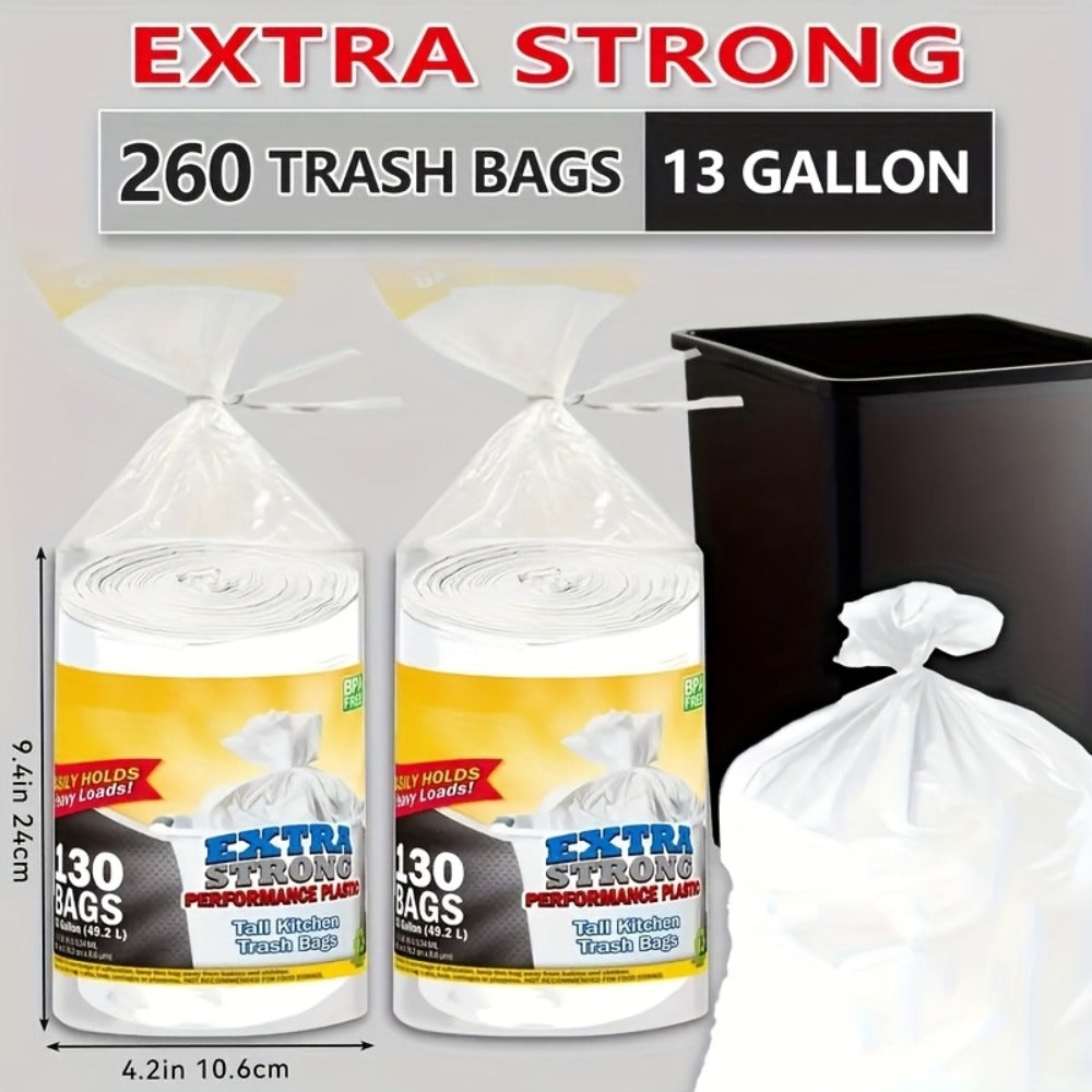 13 Gallon Trash Bags 260 Count Heavy Duty Drawstring Kitchen Garbage Bags ¨C Leak-Proof, Odor-Resistant, Expandable, 2 Rolls for Kitchen, Bedroom, Bathroom & Outdoor Use