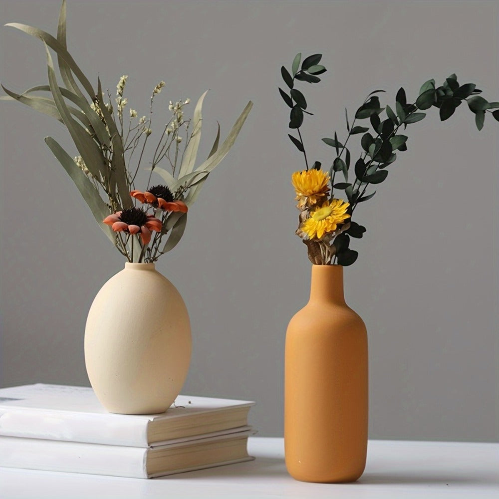 Ceramic Vase Set of 4 Small Vases for Dried Flowers Pampas Grass, Morandi Color Modern Farmhouse Home Decor, Boho Aesthetic Centerpiece Table Decoration Ceramics Vase Set