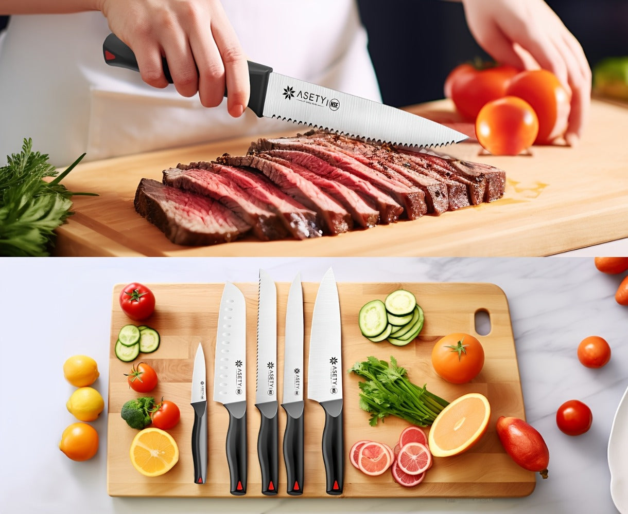 15-Piece Kitchen Knife Set with PP Handle, Professional Chef Knife Set with Block, Stainless Steel Sharp Blade, Ergonomic Non-Slip Handle, Home Cooking & Restaurant Knife Set