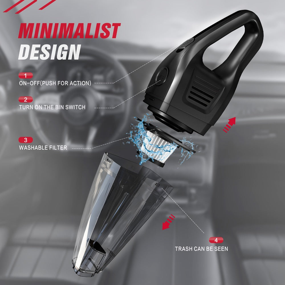 Cordless Handheld Vacuum Cleaner 5KPa 40dB Quiet Lightweight Rechargeable with Crevice Tool for Home Kitchen Car Office Pet Hair