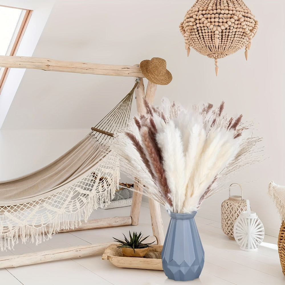 Dried Pampas Grass Decor 17 Inch Natural Bouquet | Boho Home Wedding Party Flower Arrangement White Pampas Brown Reed Bunny Tail Easter Basket Stuffers Mother's Day Gift