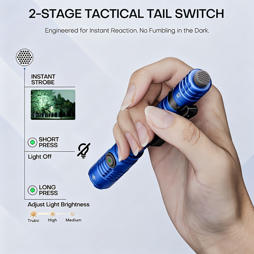 Tactical Penlight 1200 Lumen EDC Flashlight | High-Brightness Torch with Tail Switch Multi-Mode | Slim Pocket Light for Everyday Carry, Camping, Outdoor Activities & Work Lighting