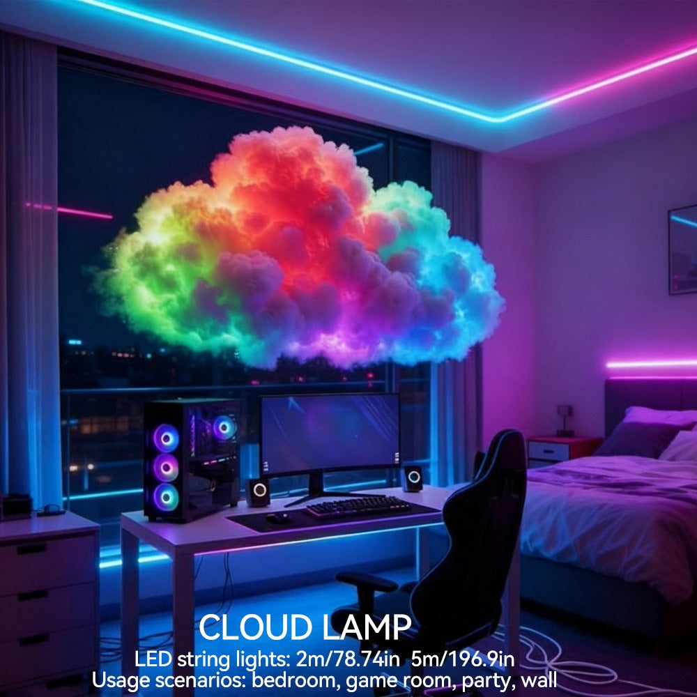 3D Thunder Cloud Lamp RGB Music Sync LED Light USB Powered Sound Sensitive IC Mood Lighting for Game Room Photography Studio Halloween Christmas Party Atmosphere Decoration