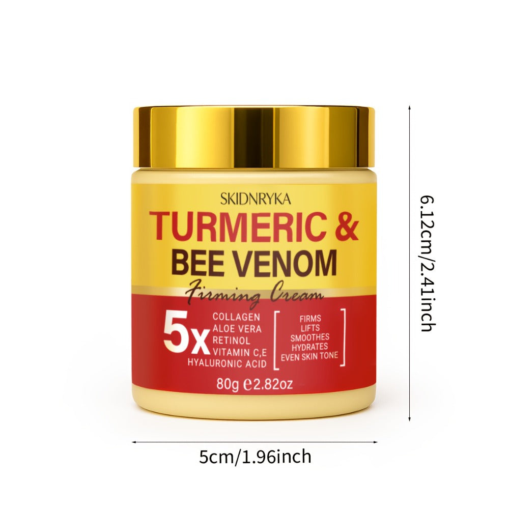 Turmeric Bee Venom Moisturizing Cream Set 2pcs - Firming Lifting Face Cream with Hyaluronic Acid Collagen Vitamins C E - Anti-Aging Day Night Cream for All Skin Types Non-Greasy Nourishing Skincare