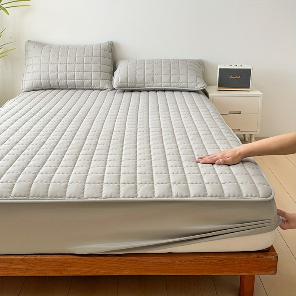 Quilted Waterproof Mattress Protector Soft Breathable Mattress Cover with Deep Pocket for Full Queen King - Solid Color Bedding Pad for Bedroom Guest Room Hotel Apartment School