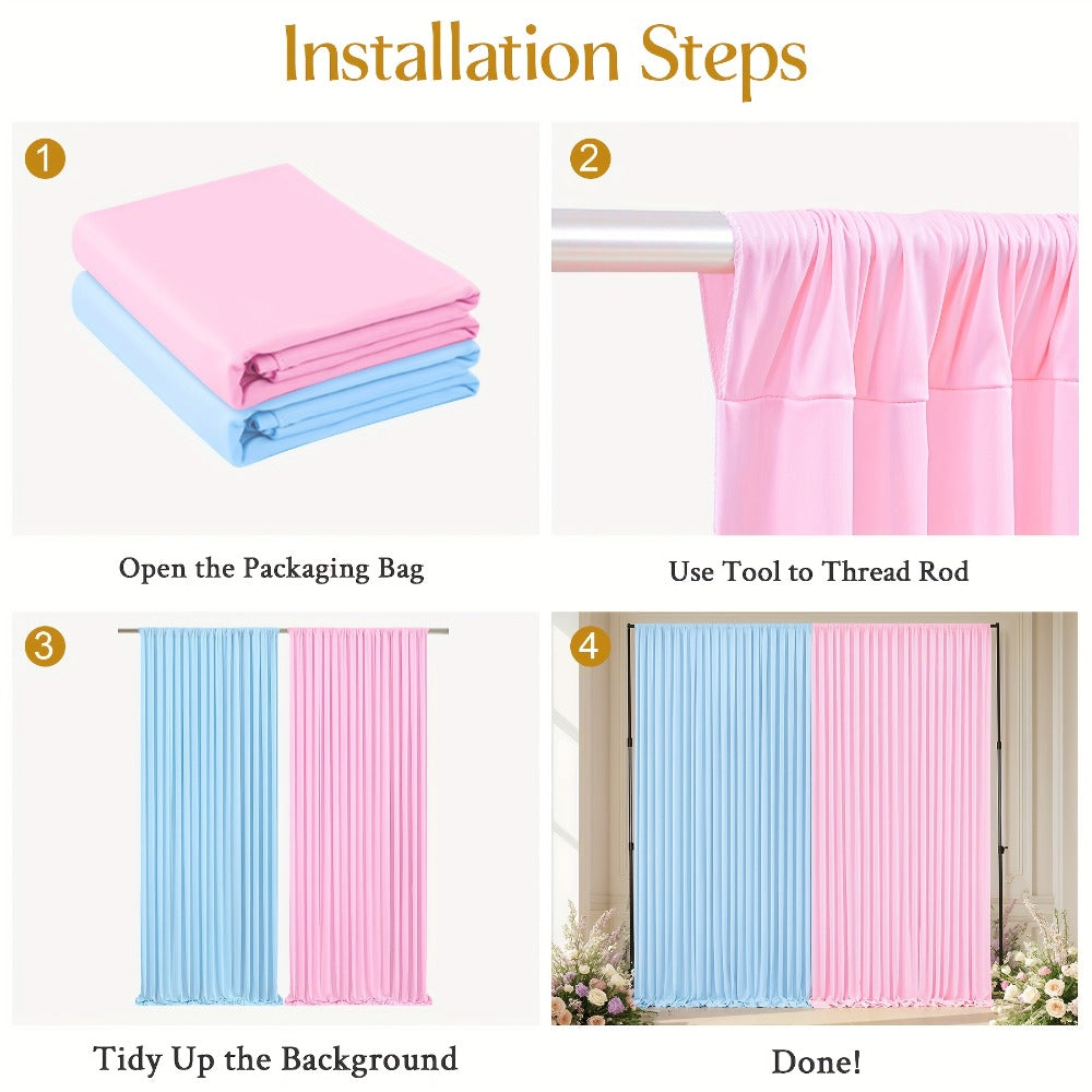 Blackout Backdrop Curtain 4 Pack 5x10 Ft - Heavyweight Nonwoven, Wrinkle-Resistant, Smooth Hanging for Wedding Birthday Baby Shower Party Photography Background Decoration