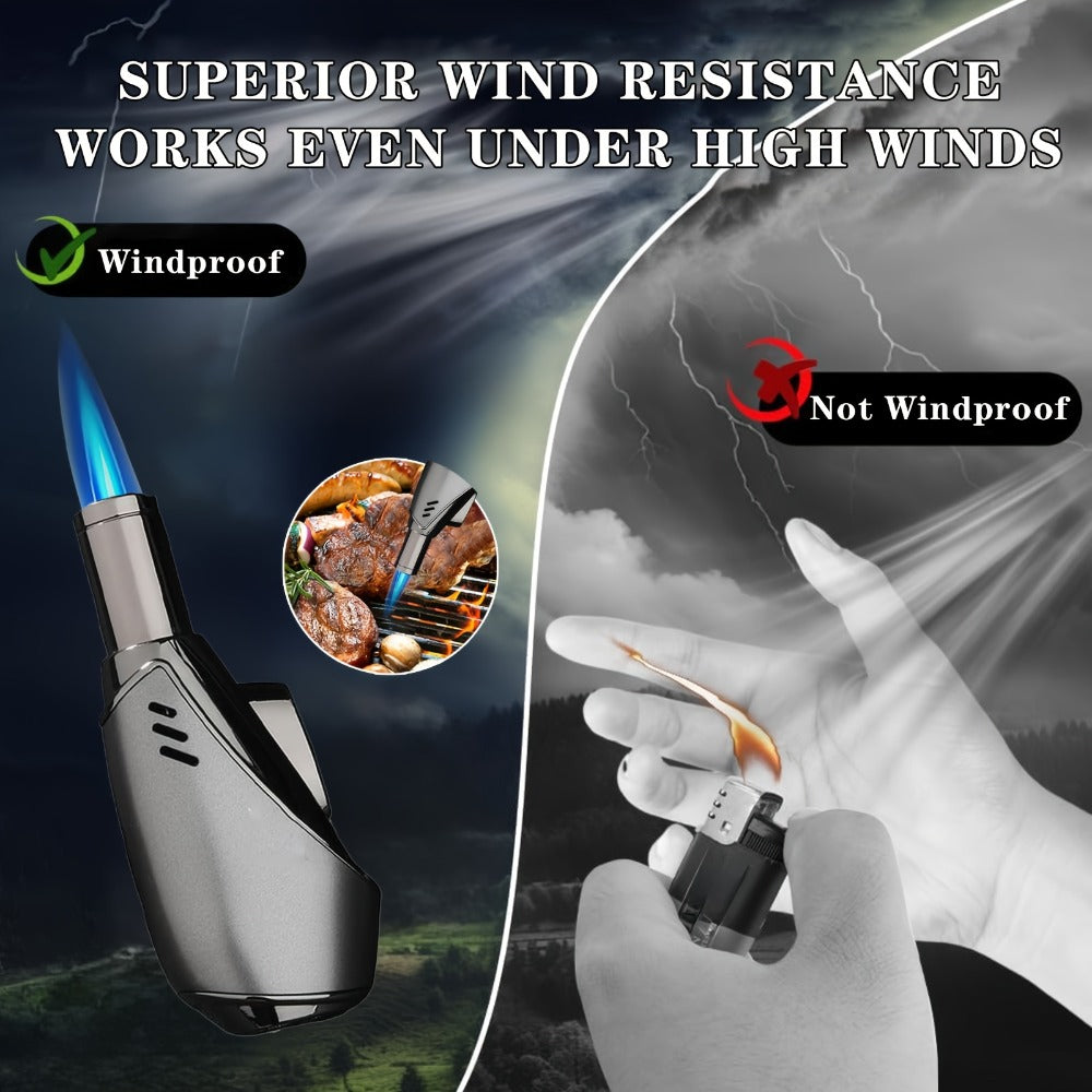 Butane Torch Lighter Spray Gun ¨C Windproof Blue Flame with Safety Lock, Flame Adjustment for Outdoor BBQ, Cooking, Welding, Candles & Camping