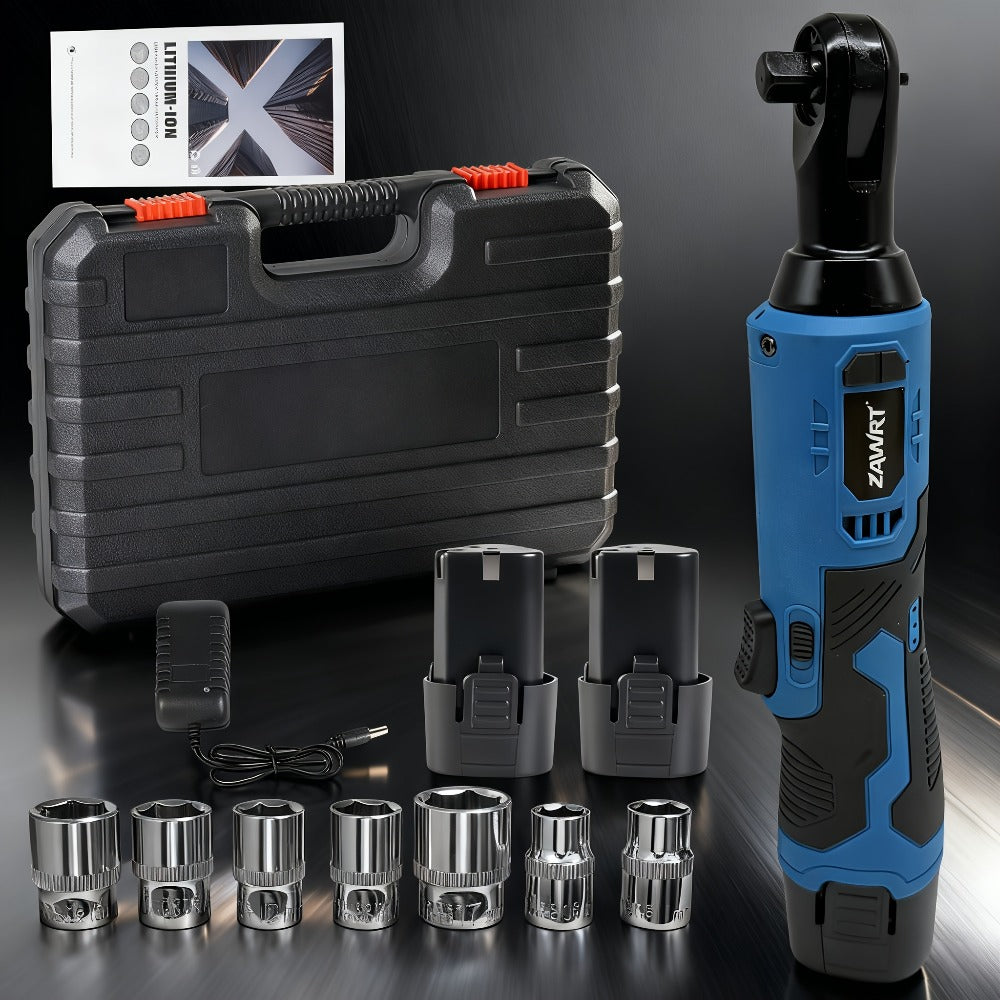 Cordless Electric Ratchet Wrench Set 12V - 45Nm High Torque 3/8¡± Rechargeable Ratchet Wrench with Battery, Charger & Toolbox for Automotive Repair, Angle Frame Installation & Home Improvement (4 Colors)