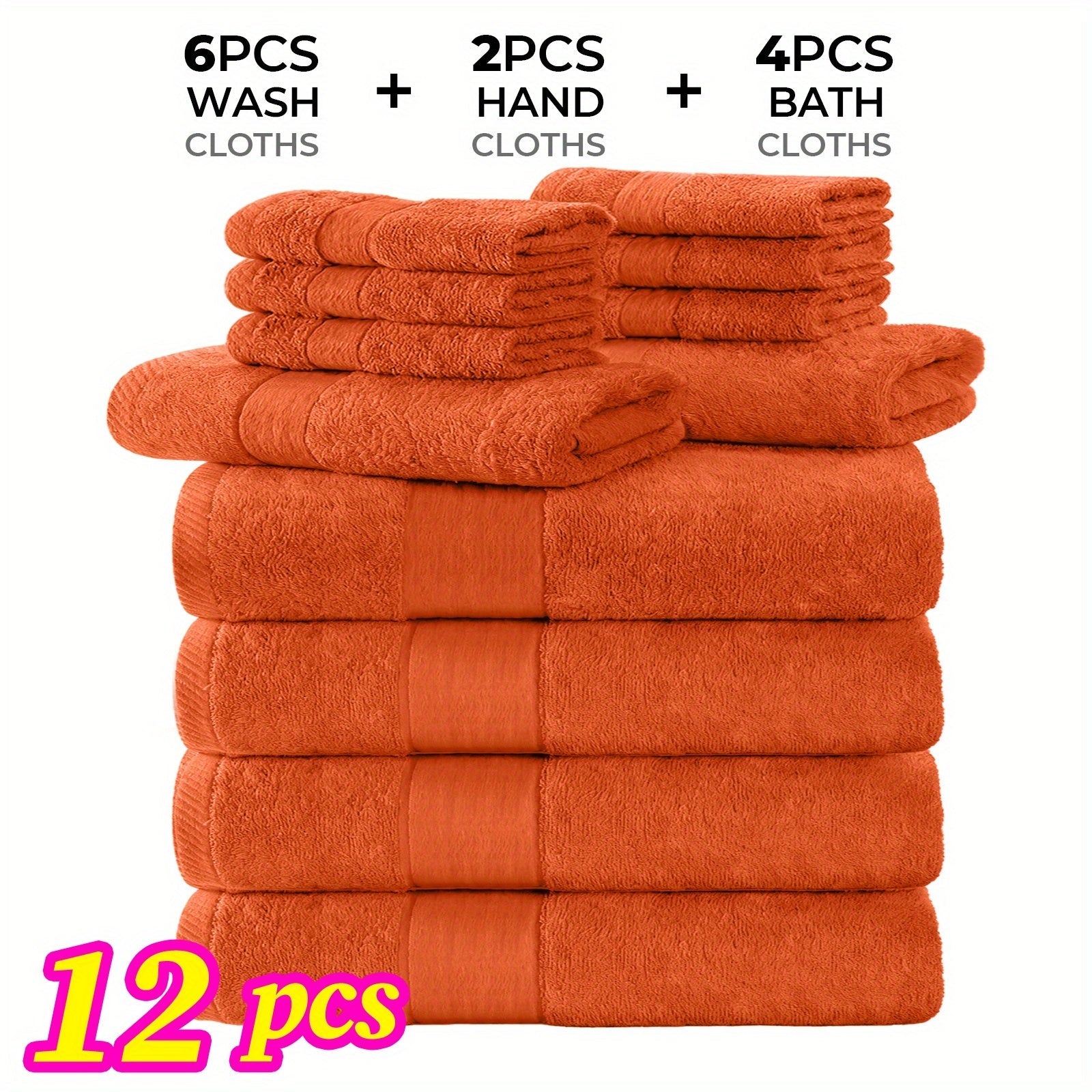 Luxury Towel Set 12 or 24 Piece Hotel Quality Cotton - Highly Absorbent Quick Dry Thick Bath Towels Hand Towels Washcloths | 7 Colors | Hotel Spa Gym Home Bathroom Essentials Gift Set
