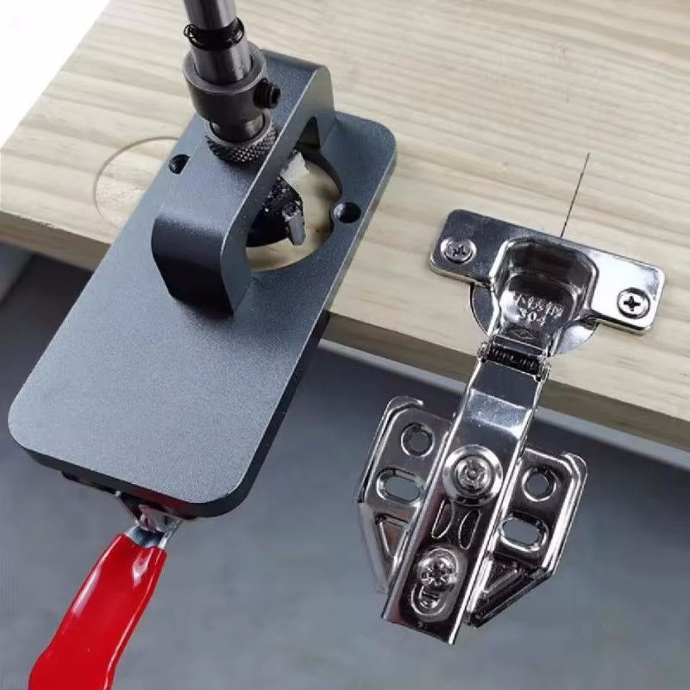 35mm Hinge Drilling Jig Kit Aluminum Alloy Cabinet Door Hinge Hole Opener Template Puncher Locator for Woodworking Door Cabinet Wardrobe Hinge Installation 15-25mm Boards
