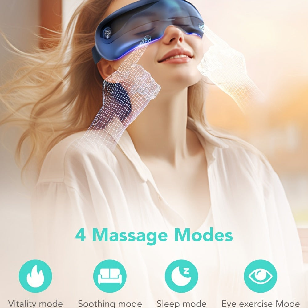 Eye Massager with Heat SKG E3 PRO Portable - Music Playback Built-In Vision Window Eye Relaxation Mask for Eye Strain Fatigue Relief, Heated Eye Massager Gift for Men & Women, Blue