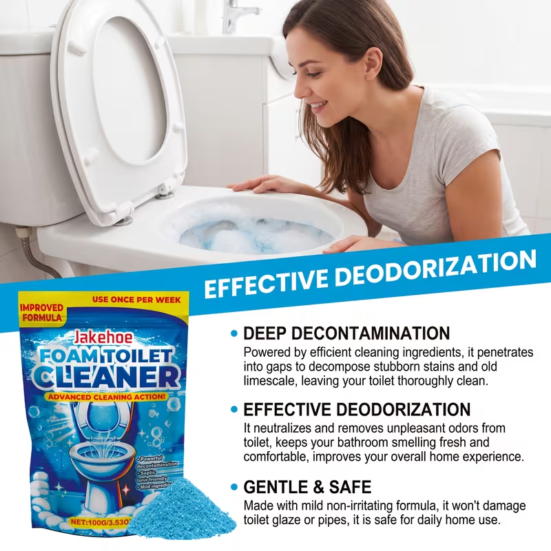 Toilet Cleaning Powder with Foam ¨C Odor Removal, Stain Dissolving & Pipe Unclogging Bathroom Cleaner