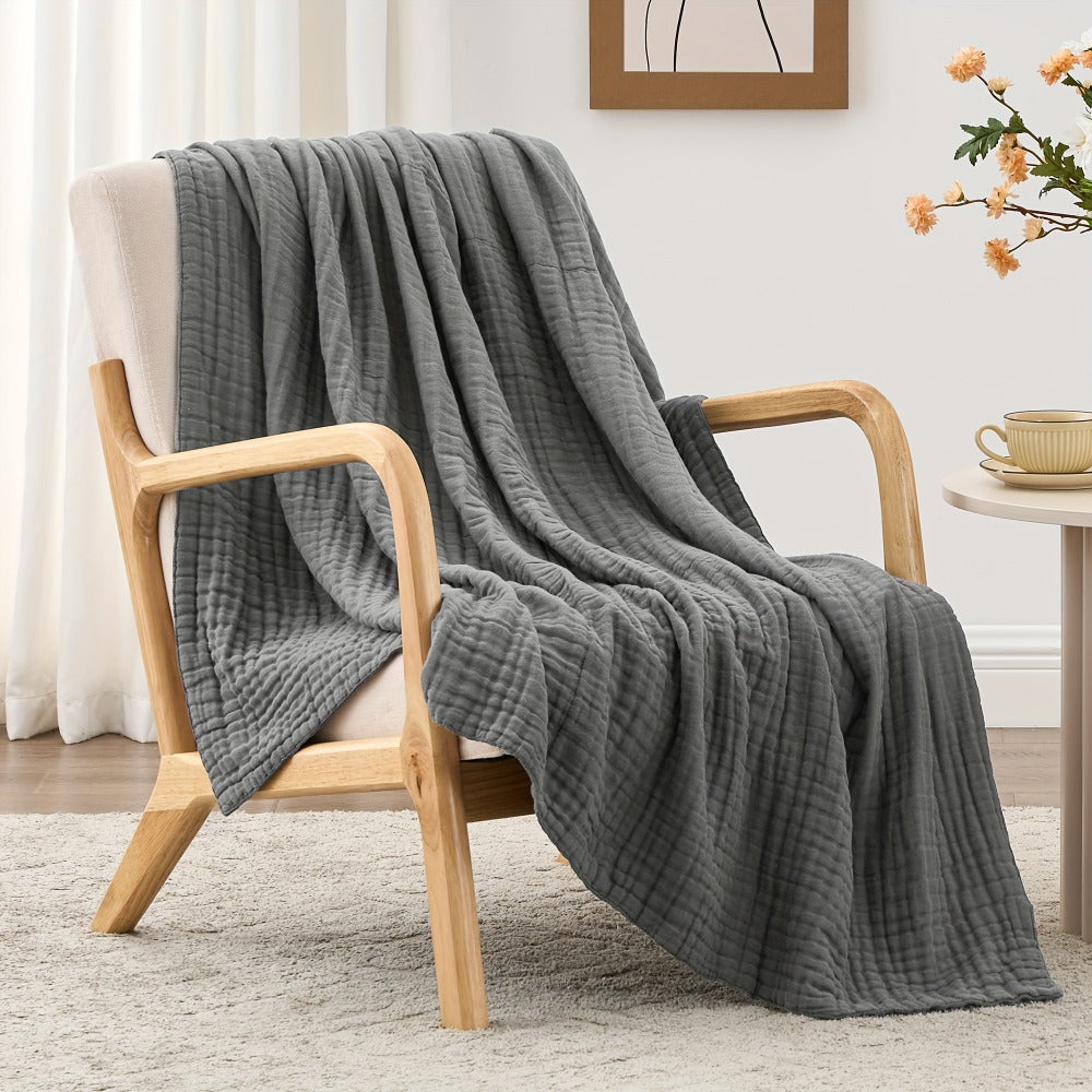 6-Layer Gauze Blanket 100% Muslin ¨C Lightweight Breathable Cotton Throw for Couch & Bed, All Season Adult Blanket, 4 Colors