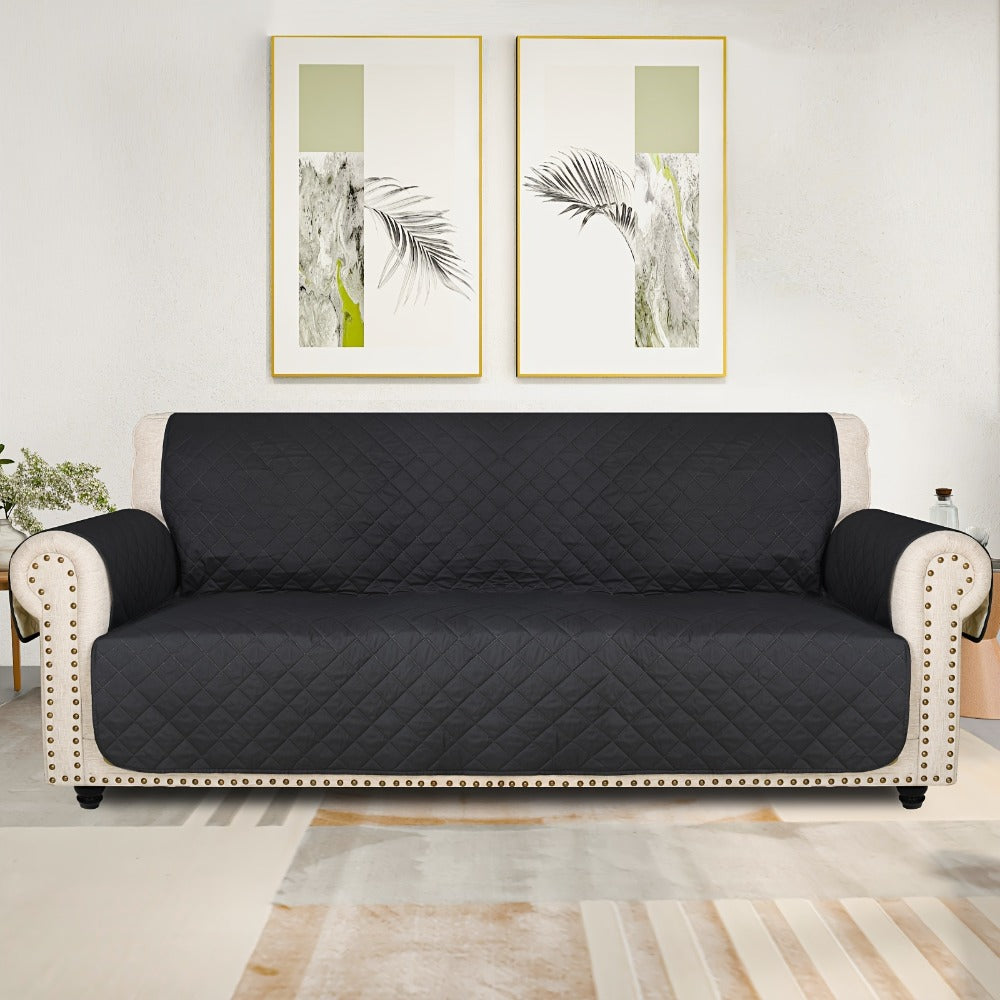 Sofa Slipcover 5-Layer Quilted Thick Sofa Cover Protector Elastic Strap Non-Slip Washable Pet Friendly Universal Fit 3 4 Seater Couch Cover for Living Room - 10 Colors