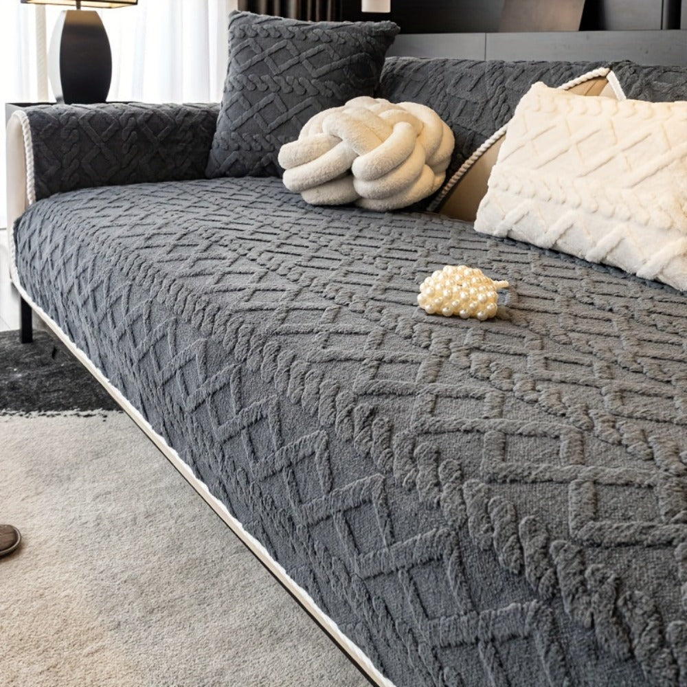 Plush Sofa Cover Couch Cover | Anti-Slip Pet Dog Friendly Velvet Sofa Mat, Single Two Three Four Seat, Backrest Armrest Pillow Cover, Living Room Bedroom Decor