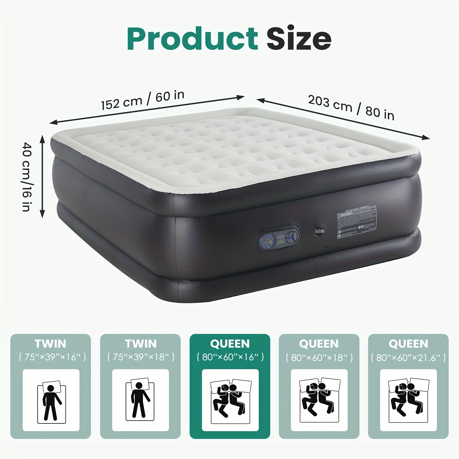 Inflatable Air Mattress with Pump Flocking Surface High Load Capacity Portable Air Sleeping Bed for Camping Hiking Beach Indoor Outdoor Guest Use, Easy Storage Compact Design