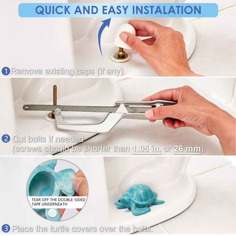 Toilet Bolt Caps Sea Turtle Decorative - 2pcs Resin Sea Turtle Toilet Screw Cover Caps, Easy Install Coastal Bathroom Decor, Fun Toilet Bolt Covers Replacement Parts, Green