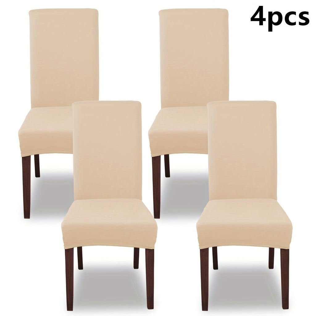 Silky Fiber Elastic Dining Chair Covers Set | Stretch Milk Fiber Slipcover, All-in-One Furniture Protector for Kitchen Wedding Office Hotel Living Room, 4pcs or 6pcs, 8 Colors