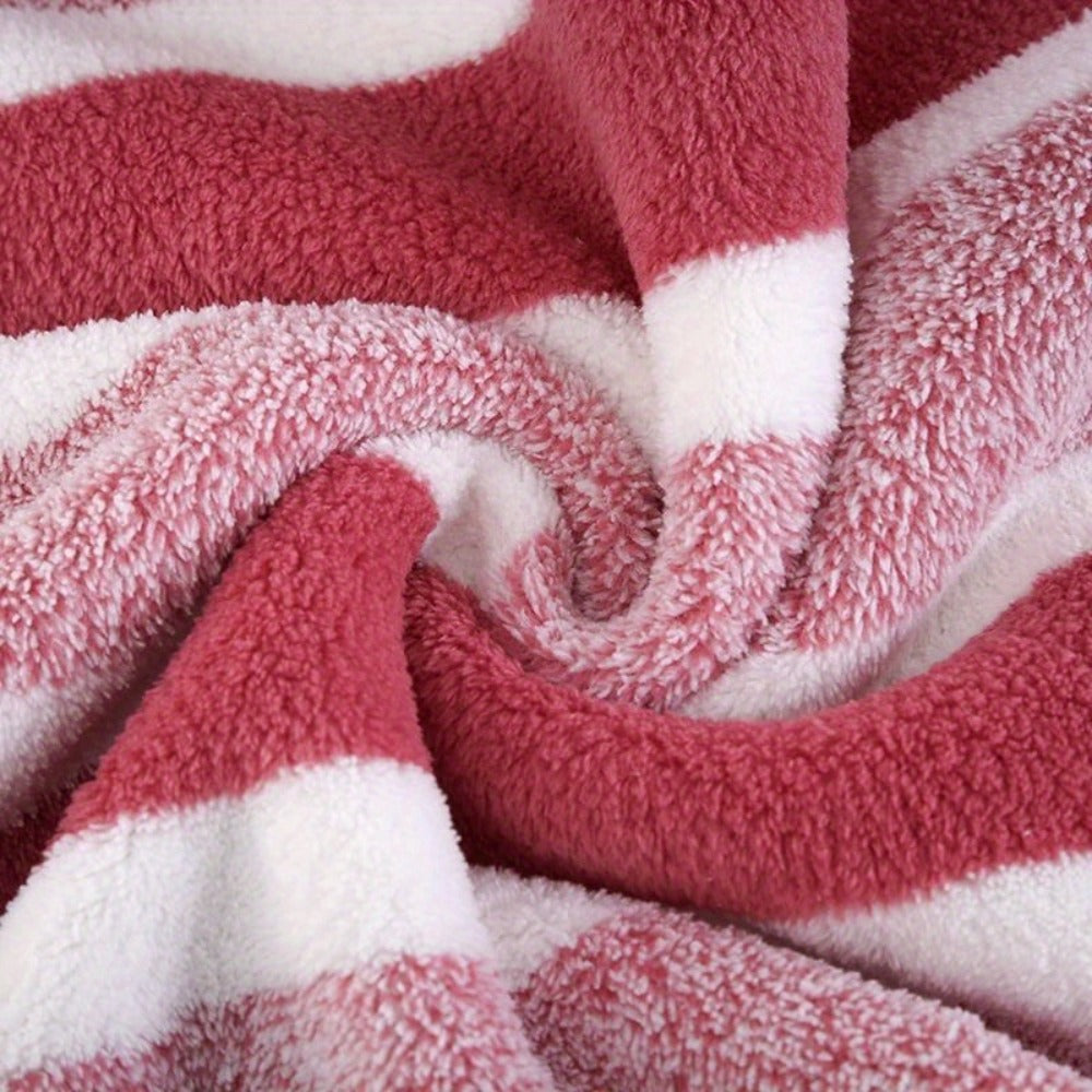 Striped Bath Towel Set 1 or 4 Pack 346GSM - 100% Polyester Super Soft Skin Friendly Absorbent Quick Dry | 70x140cm 27.6x55.1in | Green Gray Red Multi-Color | Home Bathroom Beach Essentials