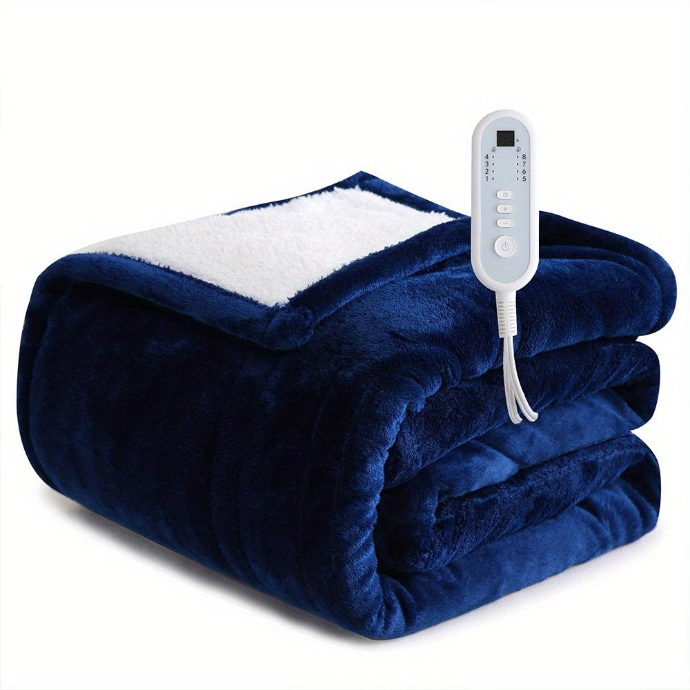 Electric Blanket with Temperature Control and Timer ¨C Extra Large Flannel Heated Blanket, 8 Levels 10-Hour Auto-Off, Machine Washable, PTC+NTC Overheat Protection, Throw Twin Full Queen King