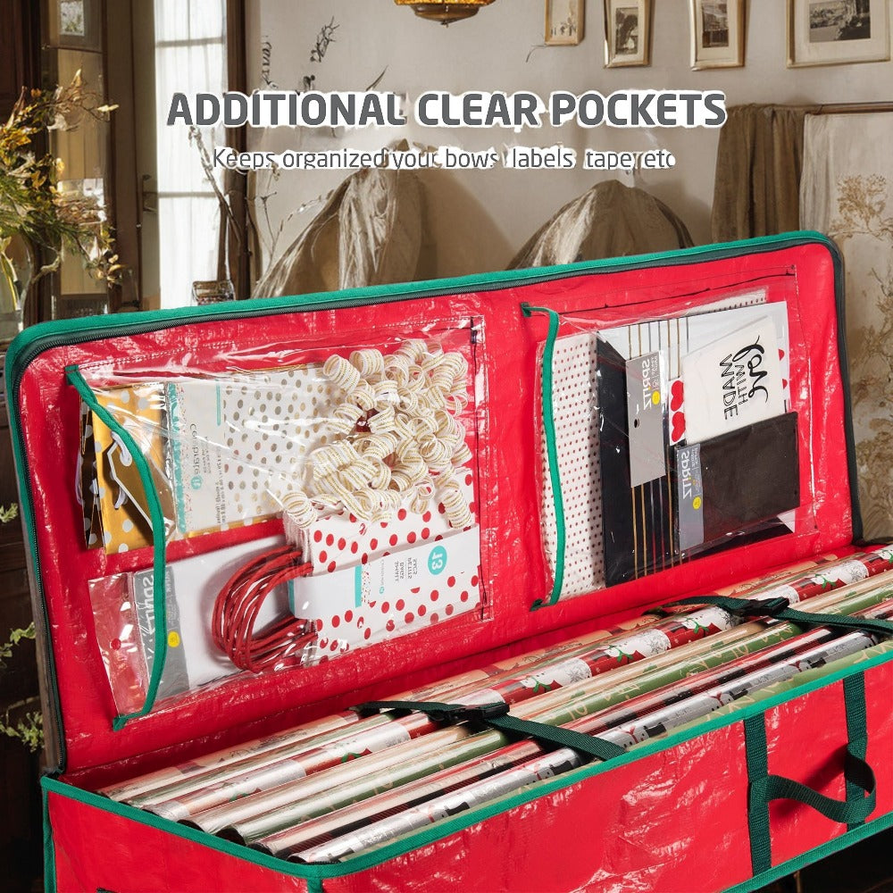 40-Inch Waterproof Holiday Storage Bag - Large Underbed Organizer with Zipper, Interior Pockets & Dustproof Cover for Christmas Decorations, Gift Wrap & Seasonal Items