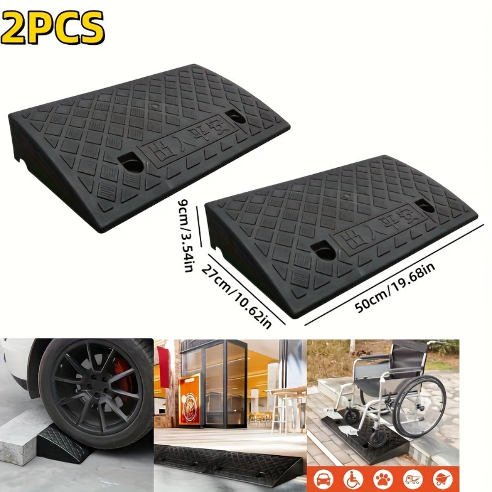 Curb Ramp Heavy Duty Plastic 3000 lb Portable Lightweight for Car SUV Motorcycle Bike Wheelchair Scooter Driveway Sidewalk Loading Dock Garage Outdoor Use Mobility Aid Ramp 2/4 Pack Black