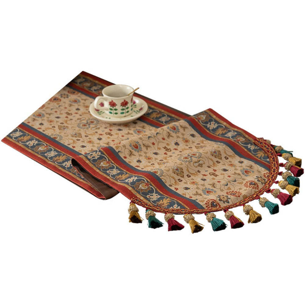 Boho Table Runner with Tassels | American Retro Style for Dining Table, Tea Table & TV Cabinet