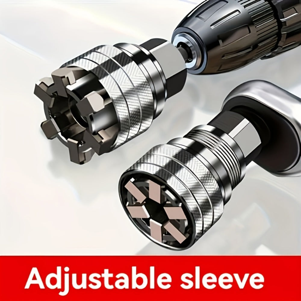 Universal Socket Wrench Adapter 10-19mm - Adjustable Hex Nut & Bolt Socket, Fits 3/8¡± Drive Ratchet, Torque Wrench & Electric Drill, All-in-One Socket Tool for Home & Professional Use