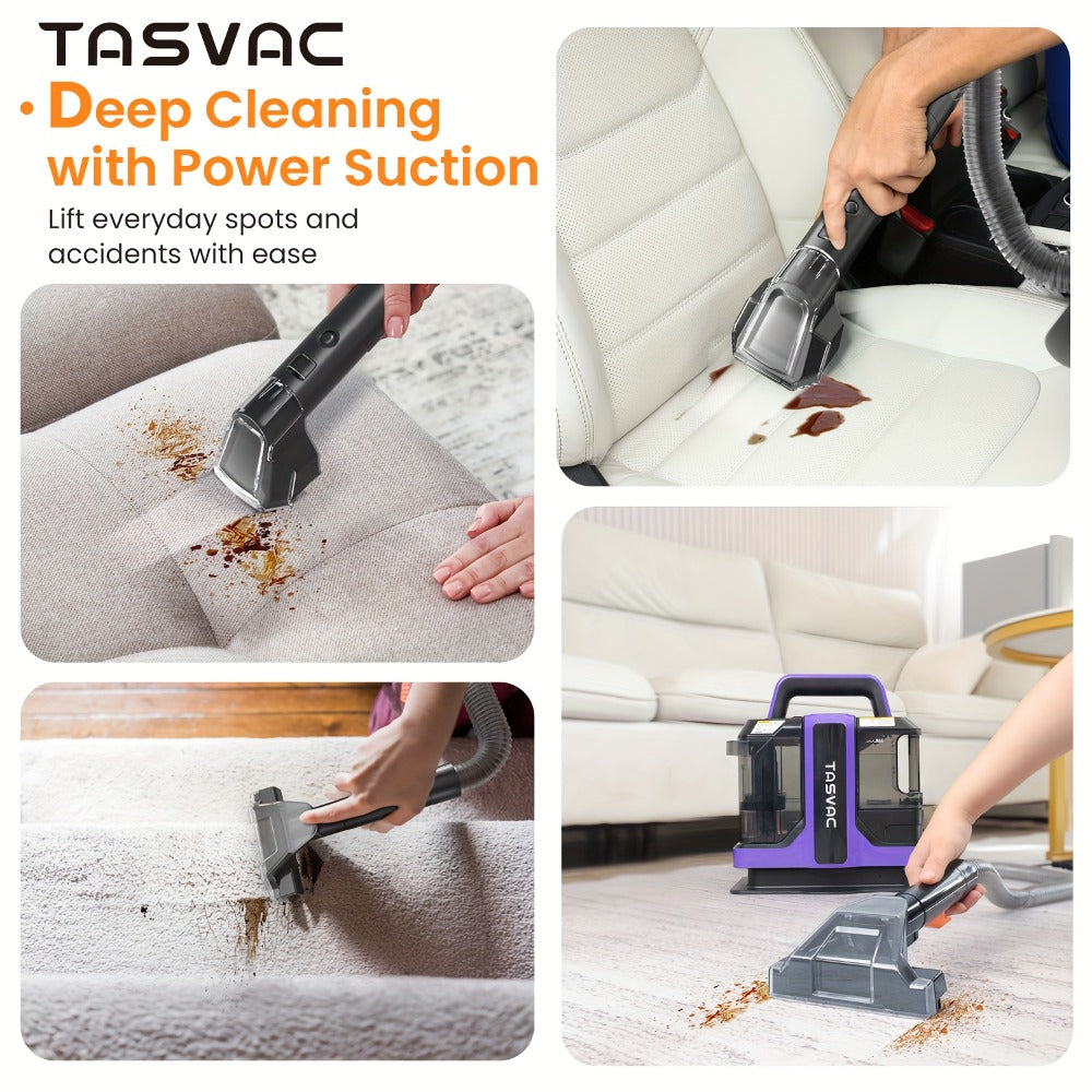 Portable Carpet Cleaner Deep Cleaning Machine with Dual Brushes Powerful Spray for Upholstery Stairs Car Seats Tough Stain Removal