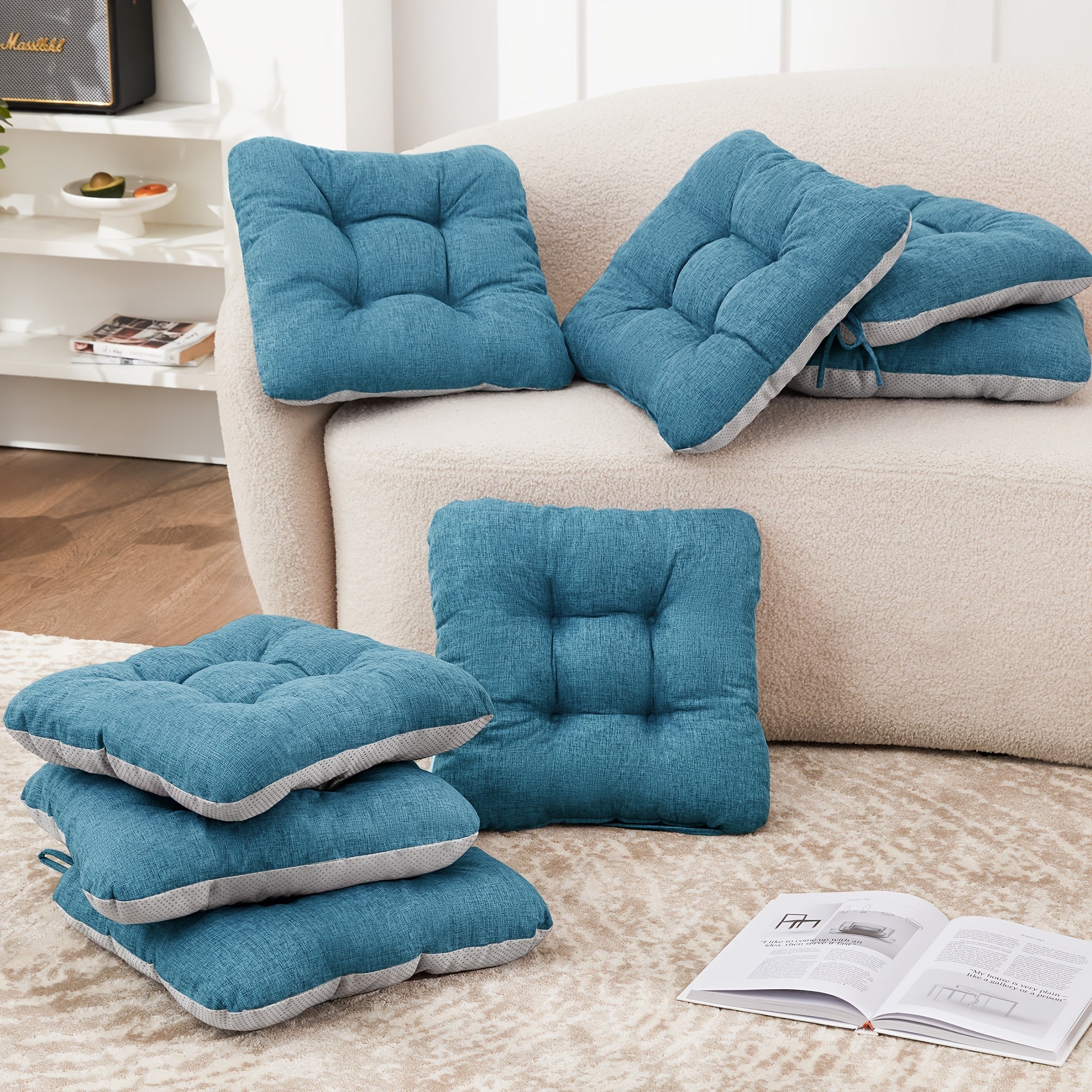 Memory Foam Chair Cushions 4/8 Pack, Non-Slip Seat Pads for Dining Chairs, Kitchen, Office & Patio ¨C Indoor Outdoor Chair Pads M/L Size