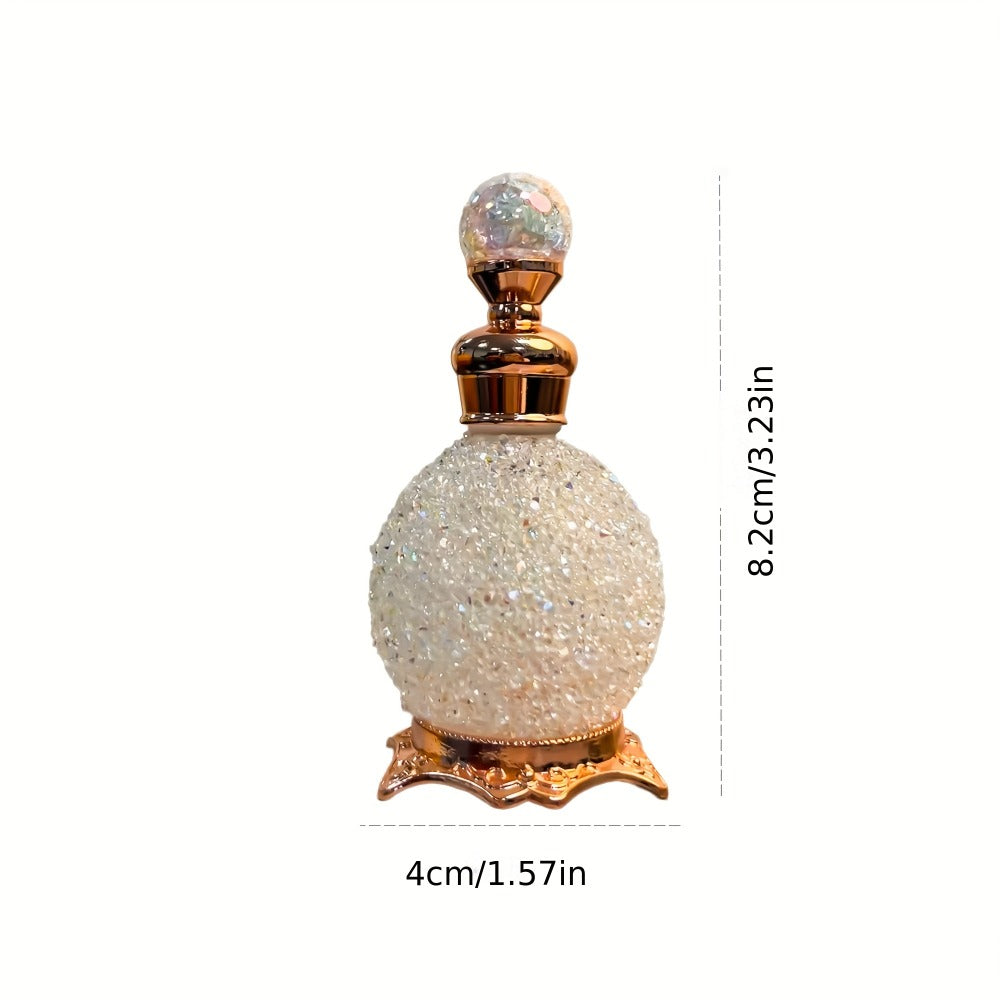 Perfume Bottle Refillable Atomizer 0.51oz, Vintage Imitation Crystal Arabic Style Empty Essential Oil Spray Bottle, Portable Travel Perfume Decanter for Dressing Table Home Decoration Gift