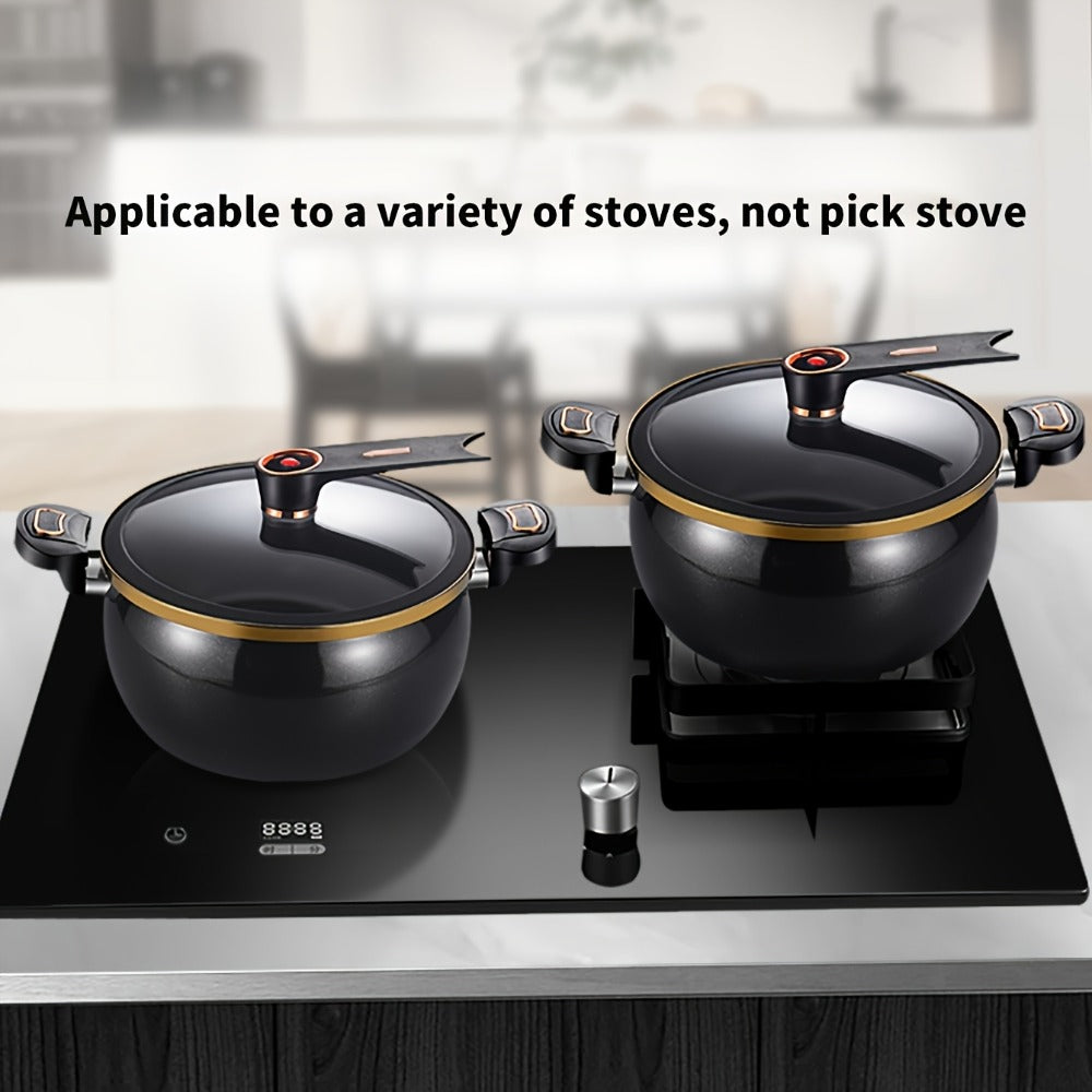 8.45QT Non-Stick Ceramic Stockpot with Twist Lock Handle - Induction & Gas Compatible, Cast Iron, Home & Restaurant