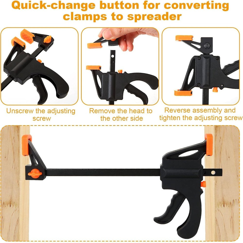 F Clamp Woodworking Quick Clamp Set Ratcheting Bar Clamp with Trigger Handle for Wood Glue DIY Projects