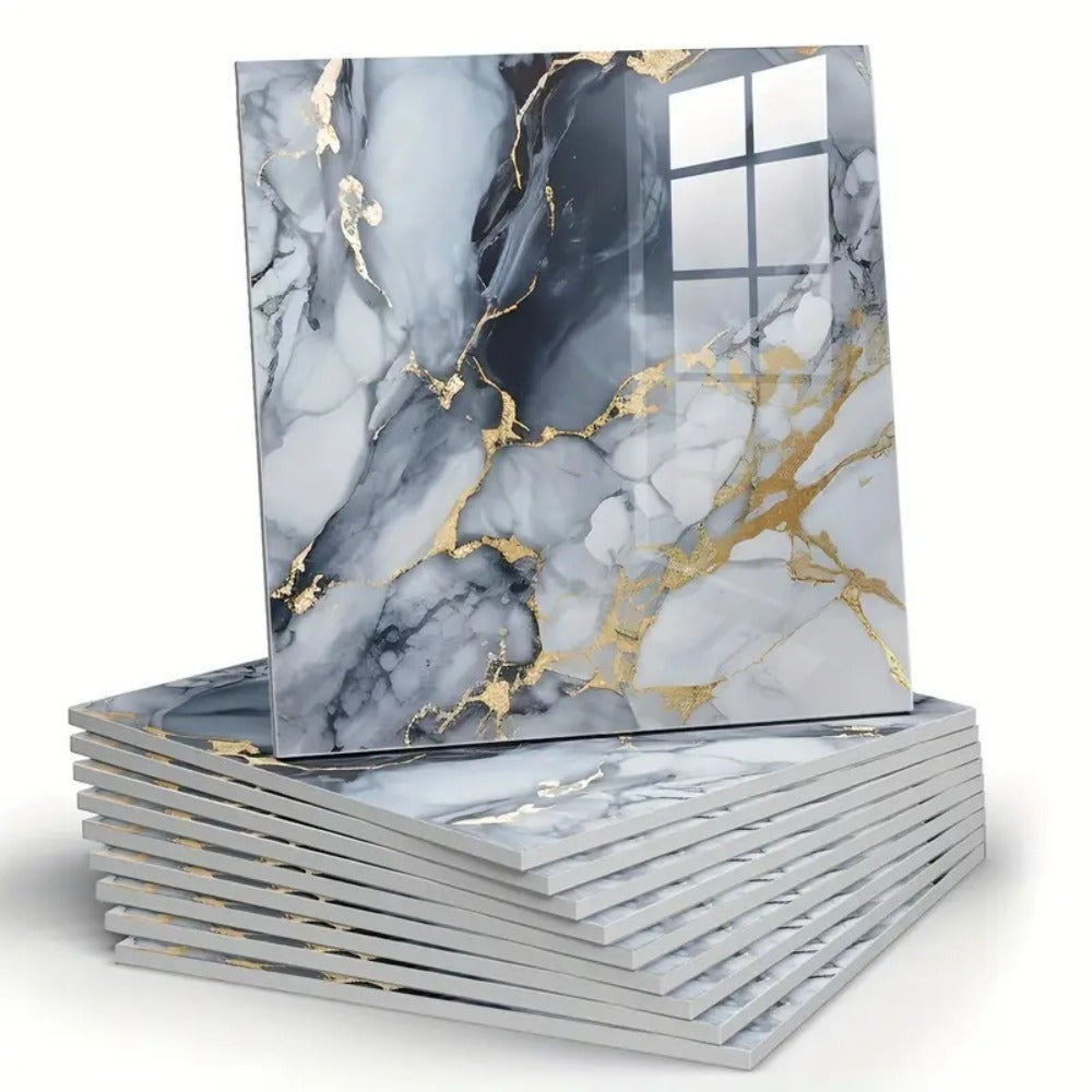 Self-Adhesive PVC Marble Tile Stickers 20pcs 30x30cm Waterproof Wall Panels for Bathroom Kitchen Living Room Backsplash Decor