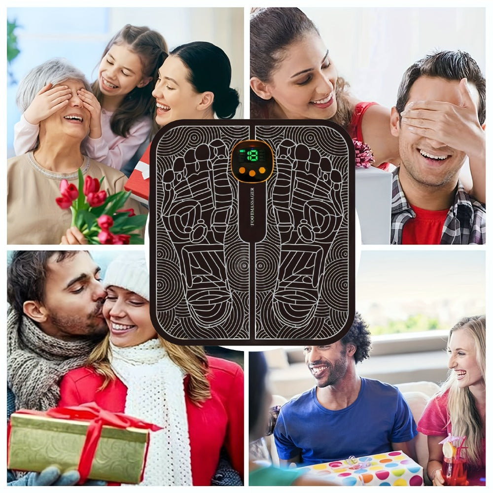 Electric Foot Massager Pad - EMS Foot Muscle Stimulator with 8 Modes & 19 Intensity Levels, USB Rechargeable Foot Massage Mat for Circulation, Pain Relief, Plantar Fasciitis & Full Body Relaxation